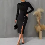 Split Sexy Dress Slim Fit Knitted Long-sleeved Dress Elegant and Figure-Flattering, Perfect for Nights Out and Special E — photo 3