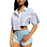 Women's Fashion Casual Irregular Short Sleeve Shirt Comfortable and Stylish Everyday Wear Perfect for a Relaxed and Mo — photo 2