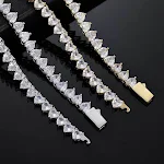 Corrente de tênis Hip Hop masculina com coração de amor e zircônia, acessórios de primavera, fecho rápido, pulseira e colar. — foto 9