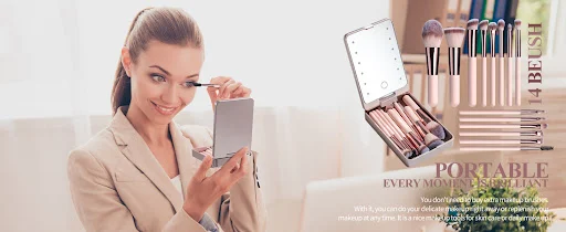 Title 10, Rechargeable Luminous Mirror Portable Makeup Br...