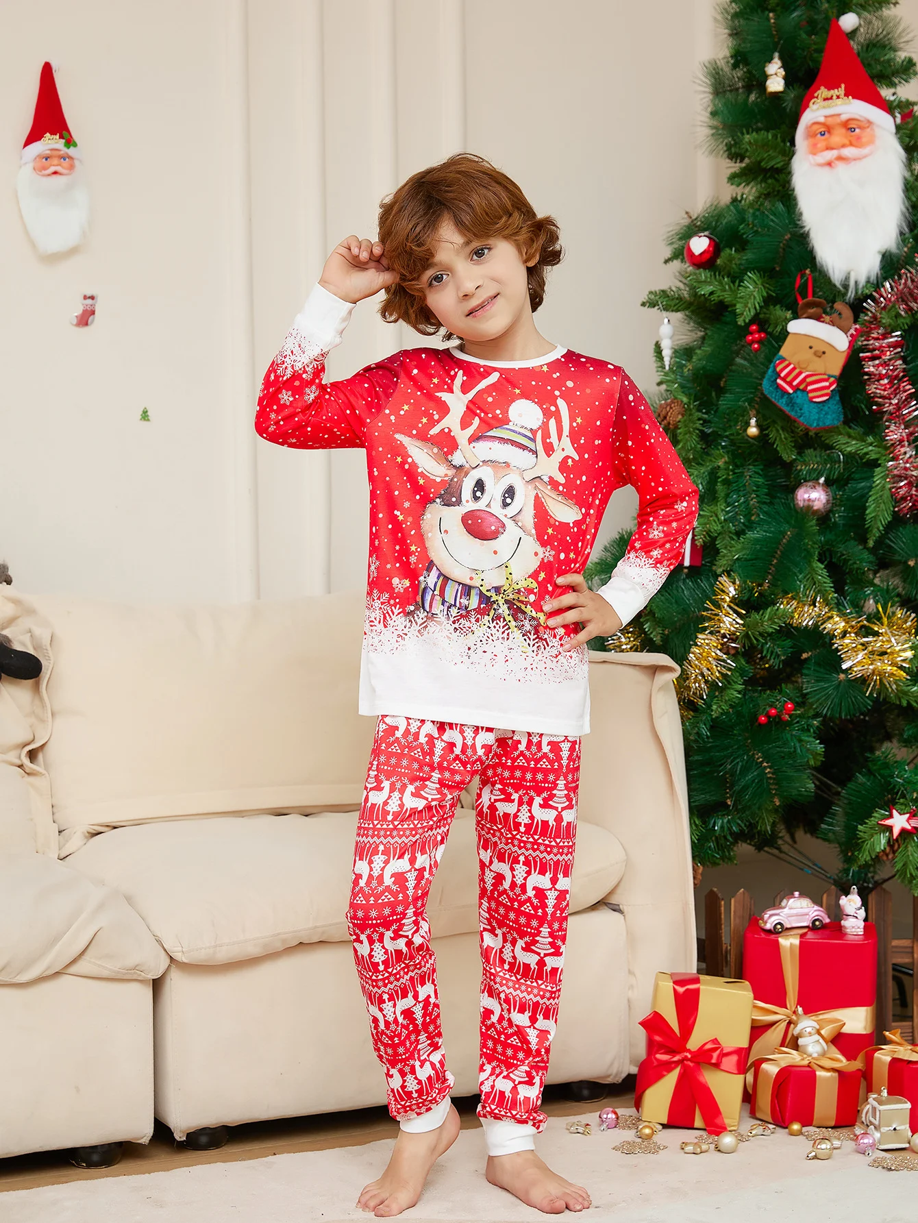 Cute Cartoon Deer Snowflake Random Printing Family Dress, a fun and adorable outfit for families to enjoy and create mem — photo 5