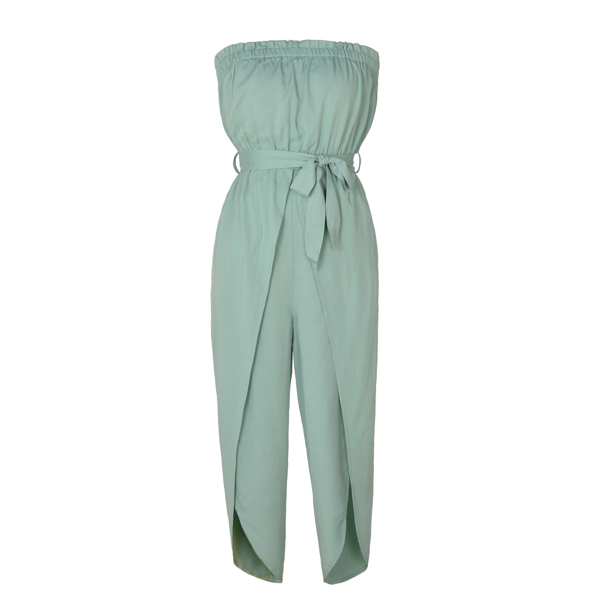 Title 6, Jumpsuit Off-neck Elastic Waistband Lace-up Wom...