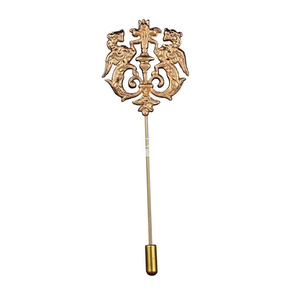Broche coreano retro de doble león, broche de una palabra, pin original de género para traje o camisa. Elegancia. — foto 4