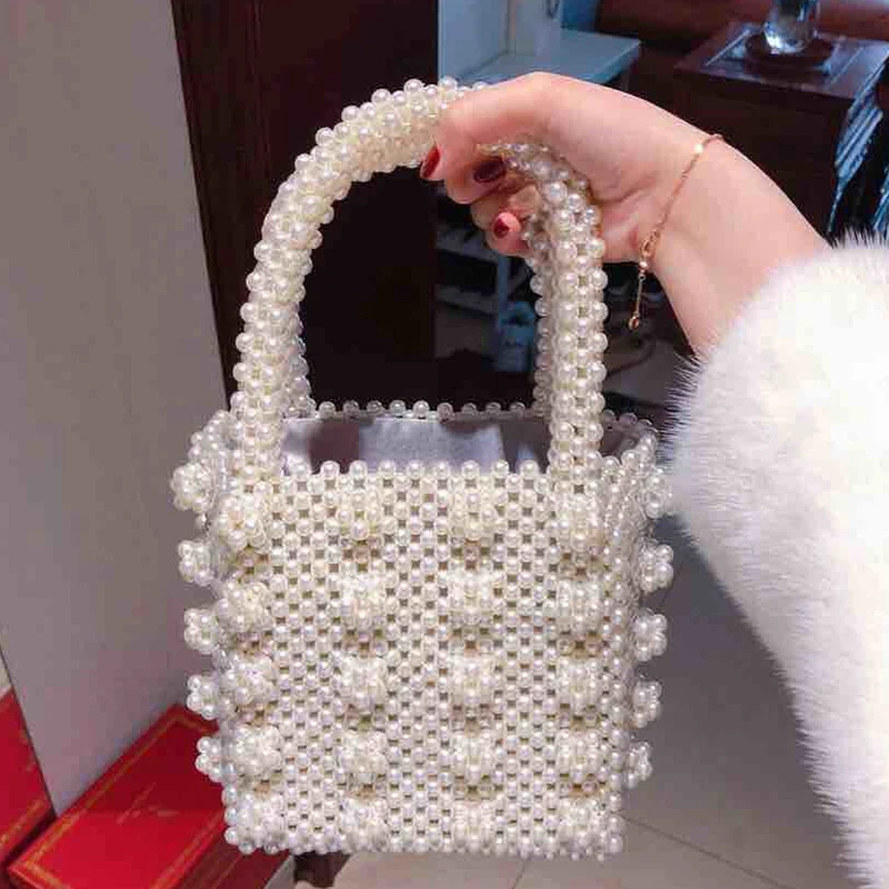 Title 9, Hand-woven Pearl Handbag
