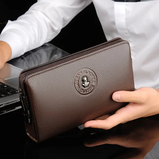 Title 1, Clutch de negócios masculina, nova em couro mac...