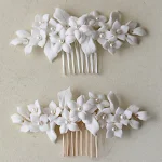 Accessoires de mariée floraux blancs simples et élégants de style européen pour un look romantique et raffiné, parfait pour votre mariage. — photo 5