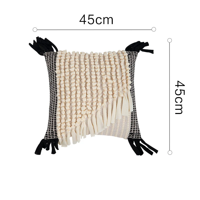 Fronha de almofada quadrada com tufos e franjas para a cintura. Adicione estilo e conforto ao seu ambiente. Compre já! — foto 1