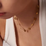 Colar Pentagrama Elegante Retrô Francês Aço Inoxidável Joia Minoritária Vintage Feminino Presente Sofisticado Design Único — foto 8