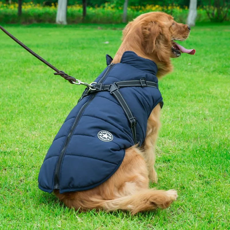 Title 11, Large Pet Dog Jacket With Harness Winter Warm D...