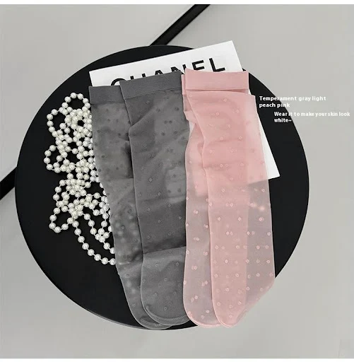 Title 17, Thin Transparent Bunching Socks Womens Socks P...
