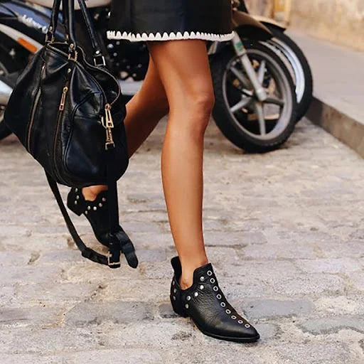 Title 4, All-match Pointed Rivet Personality Short Boots...