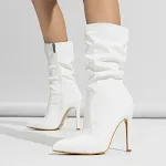 Patent Leather High Heel Pointed Stiletto Heel Pile Style Boots. Elevate your style with elegance and sophistication. Pe — photo 7
