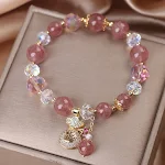 Bolsa de diamantes feminina e pulseira de quartzo morango natural. Elegância e beleza para complementar seu visual. — foto 9