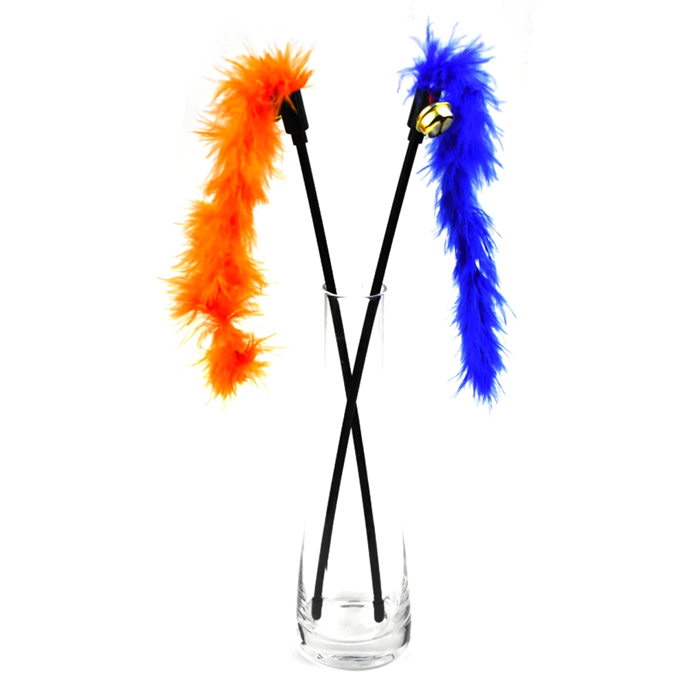Title 11, 1PC Random Color Turkey Feathers Tease Cat Stic...
