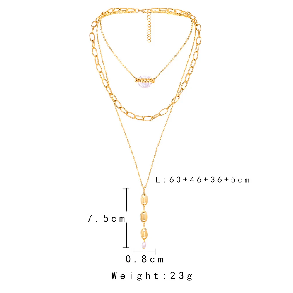 Colar de pérolas barrocas com corrente de nariz de porco Joia feminina sofisticada Design elegante e atemporal Presente perfeito para ela — foto 3