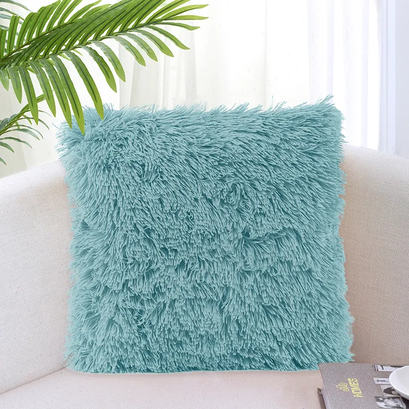 Title 16, Solid color simple crystal plush pillow for com...