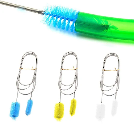 Aquarium Cleaning Brush for Water Hose Lily Pipe Air Tube Stainless Steel Flexible Bent Tube Double Head Brush Fish Tank — photo 1