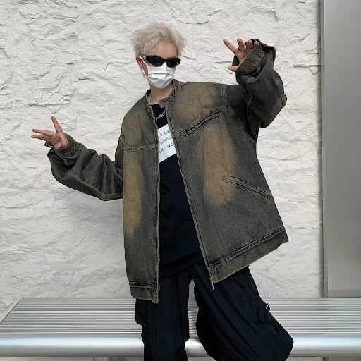 Title 16, Retro American Denim Coat Loose Jacket. Relaxed...
