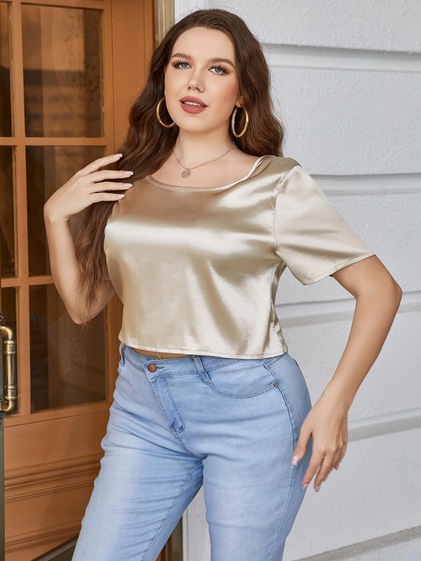 Title 7, Womens Summer Short-sleeved Solid Color Backle...