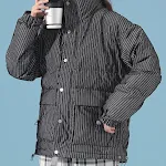 Gestreifte Herren Daunenjacke Locker geschnitten für maximale Bewegungsfreiheit Wärmeisolierung, ideal für kalte Tage. Ein stilvoller Begleiter. — foto 6
