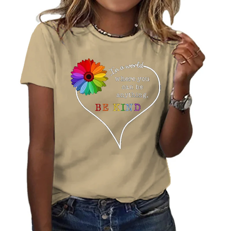 Camiseta feminina de manga curta com estampa de carta de amor verão — foto 4