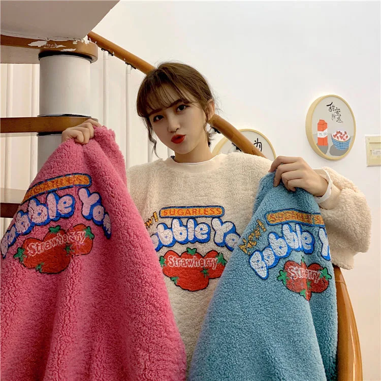Lammplüsch gepolsterter Pullover Mantel Damen — foto 4