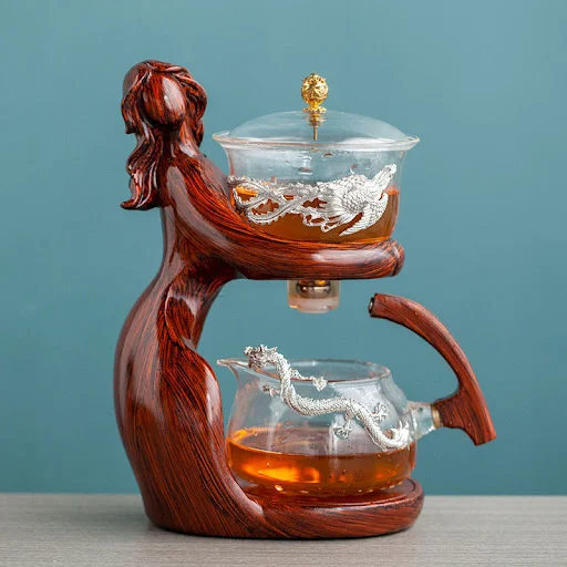 Title 18, Maid Semi-automatic Tea Set with Kungfu Teapot,...