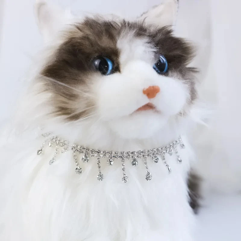 Title 1, Cat Necklace Pearl Cat Collar Adjustable Cats D...
