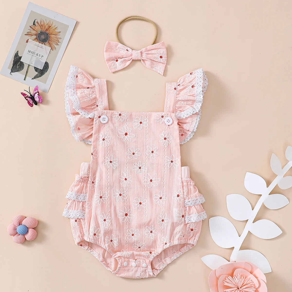 Babi Girl Summer Lace Sling Romper — foto 5