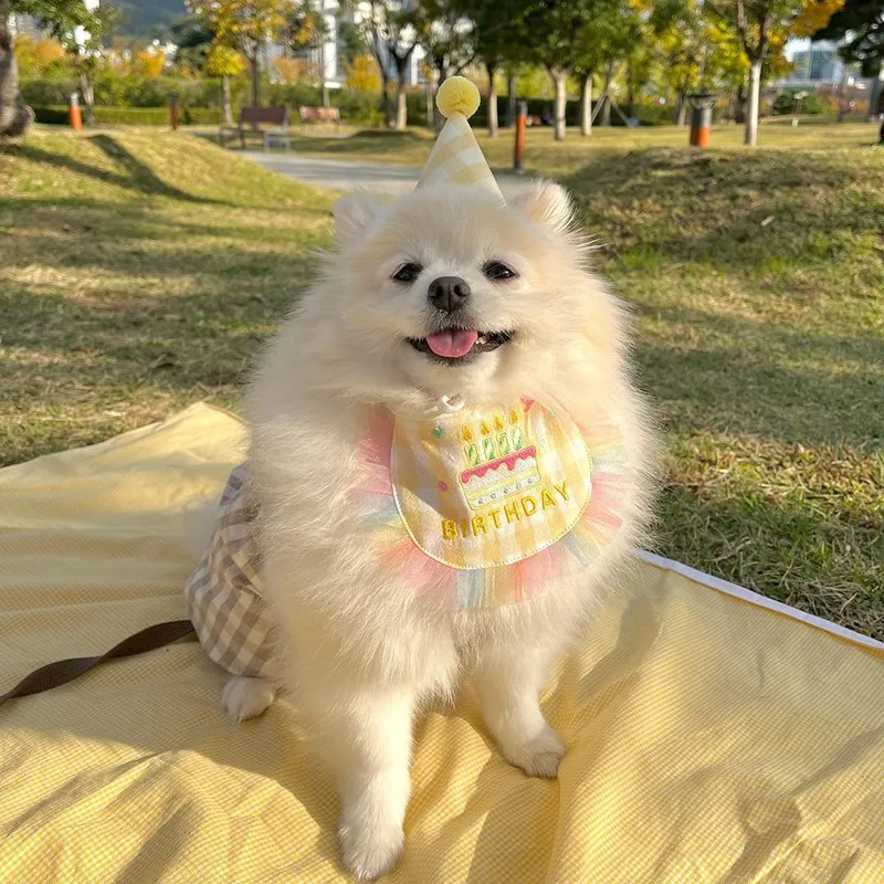 Dog Party Cake Bib Pet Birthday Saliva Towel. Protect your pup and celebrate their special day with this fun and functio — photo 2