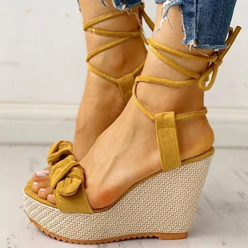 Title 5, Fashionable Wedge Fish Mouth Bow Sandals for wo...
