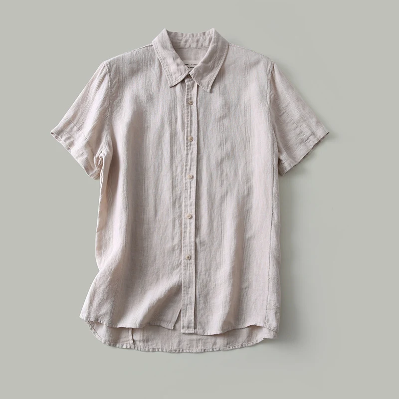 Title 6, Summer New Mens Striped Shirt, Retro Lapel, Ca...