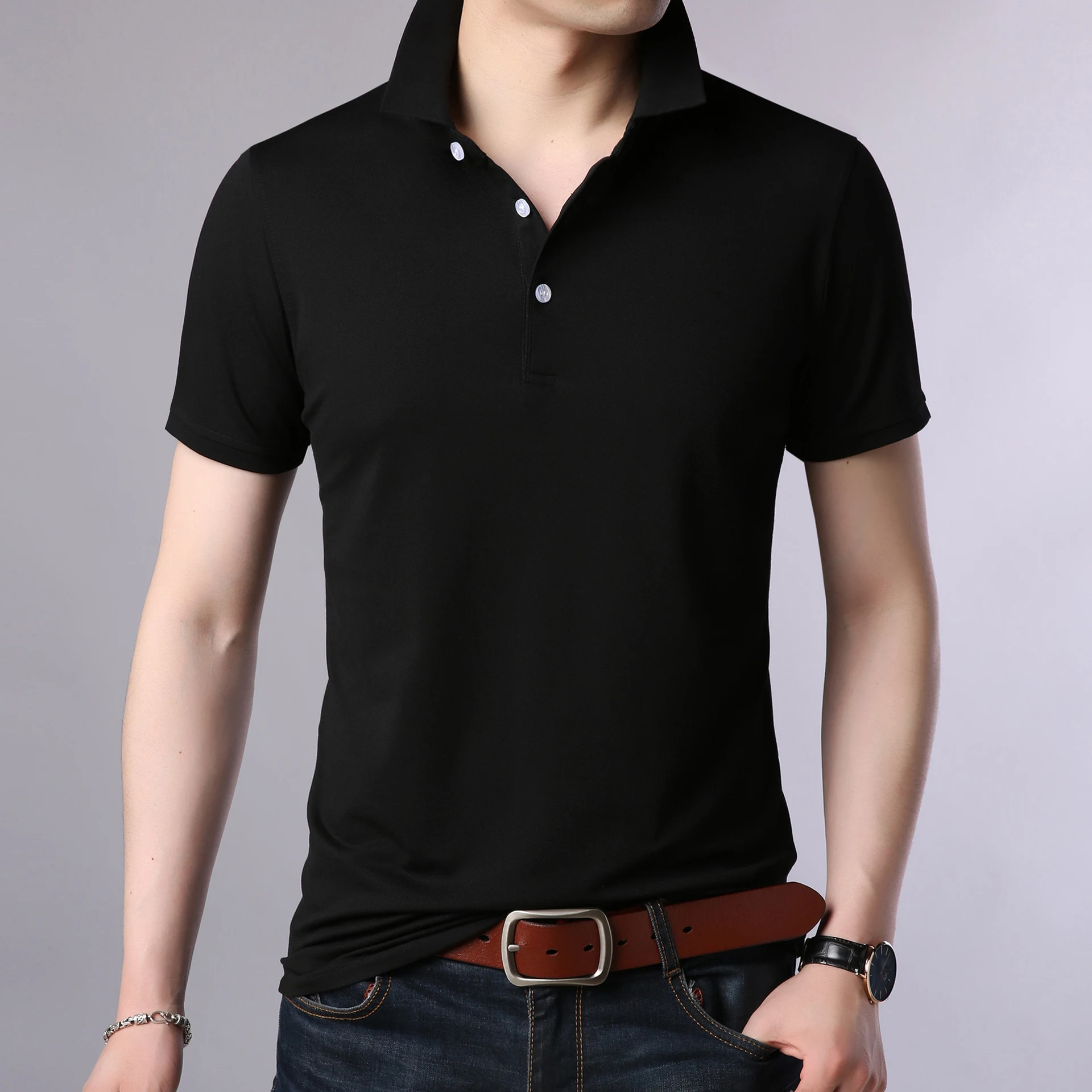 Title 6, Camiseta polo masculina casual de algodão puro,...