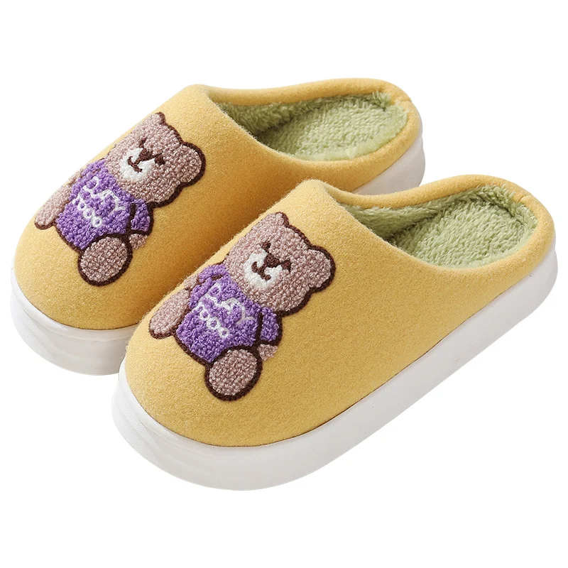 Autumn And Winter New Cartoon Woolen Bear Cotton Slippers Women. Cozy and warm home slippers for ultimate comfort and re — photo 2