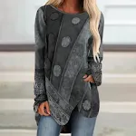 Retro Shirt Irregular Loose Long-sleeved Women's T-shirt — Comfortable and Stylish Casual Wear for a Unique Look. Perfec — photo 2
