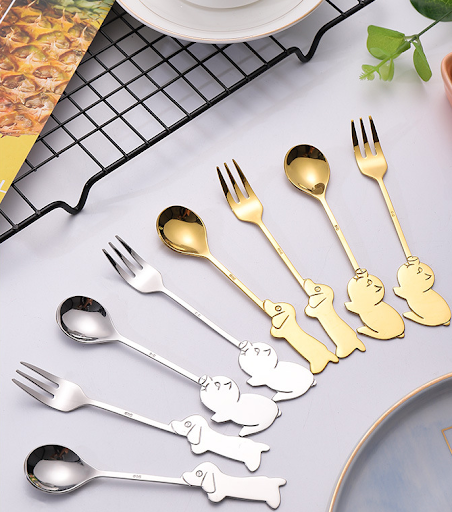 Title 4, Dessert Spoon Three-Tooth Fork Wedding Gift A p...