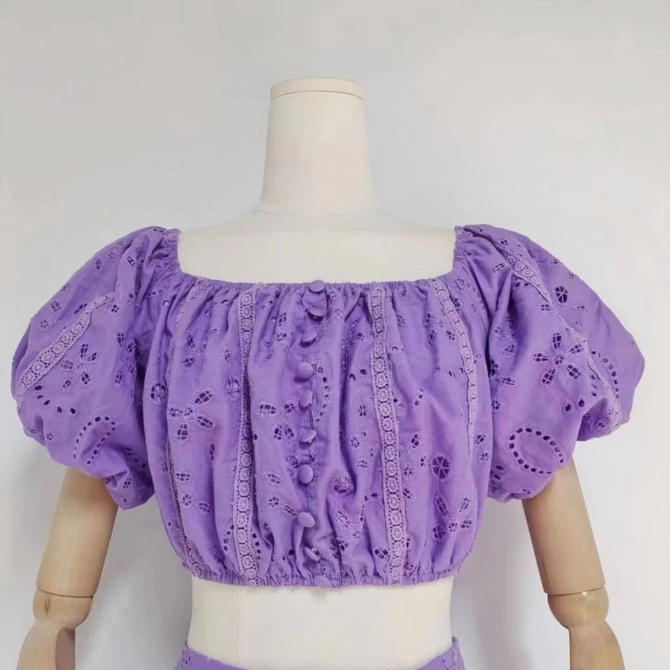 Title 8, Embroidered Hollowed Out Skirt Suit