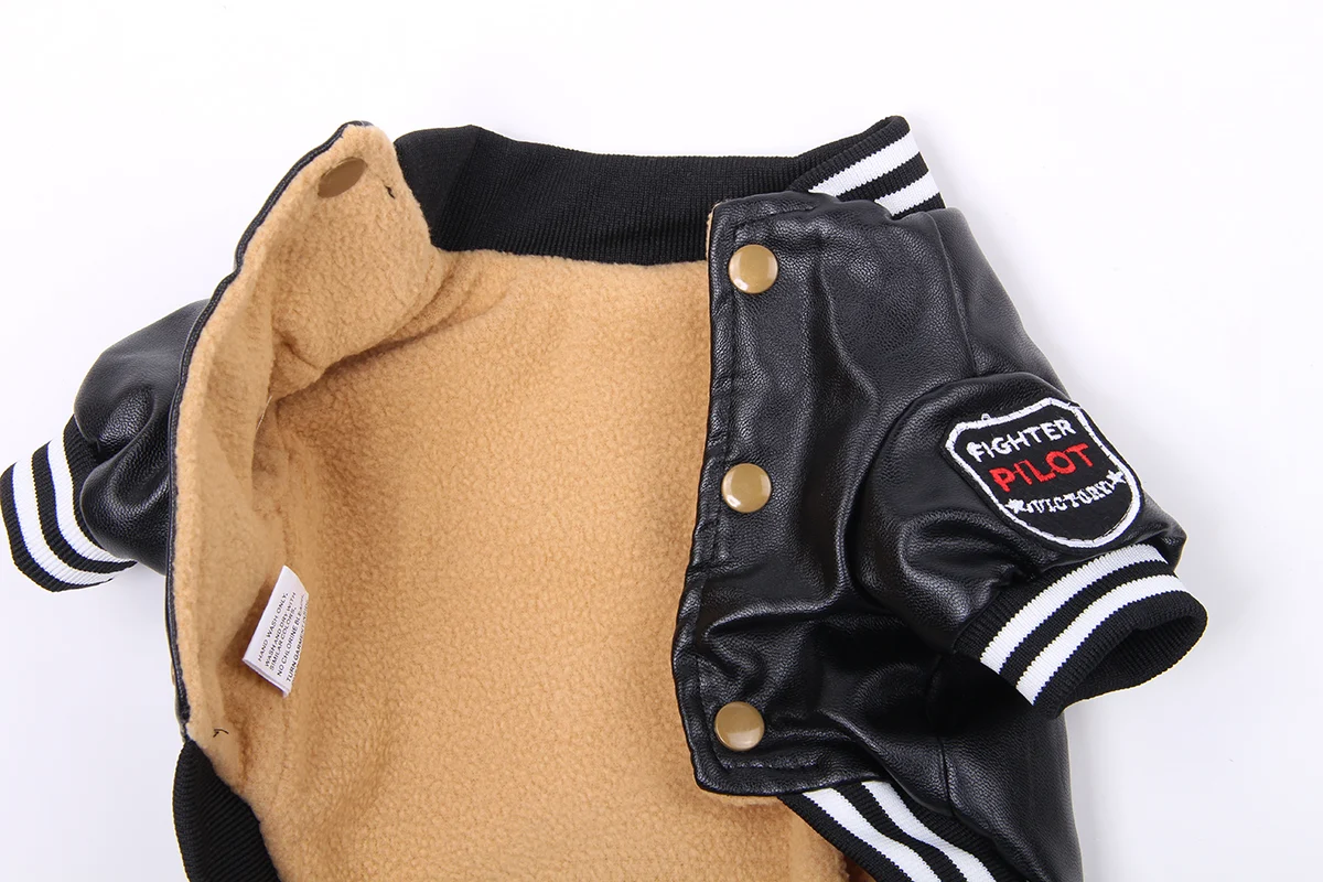 Title 7, Winter Dog Coat Jacket Faux Leather Fleece Tedd...