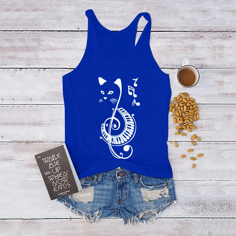 I-shaped Vest Casual Musical Note Cat Print Tank Top Women's Summer Sleeveless Tank Top — photo 38
