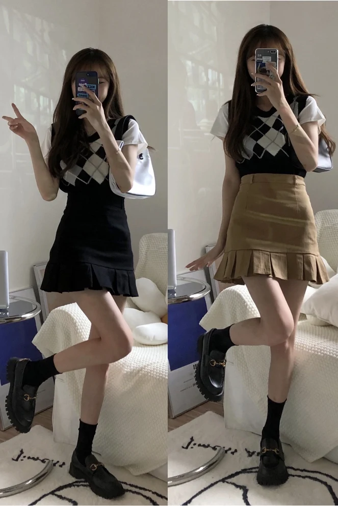 Title 2, Plus Size American Retro Pleated Skirt, a styli...