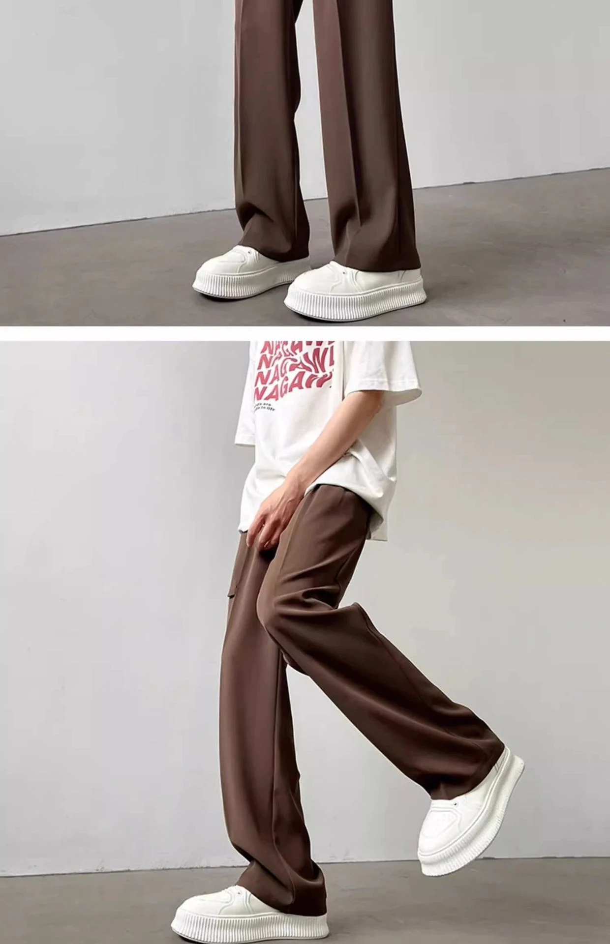 Title 8, Thin straight black wide leg pants for women, a...