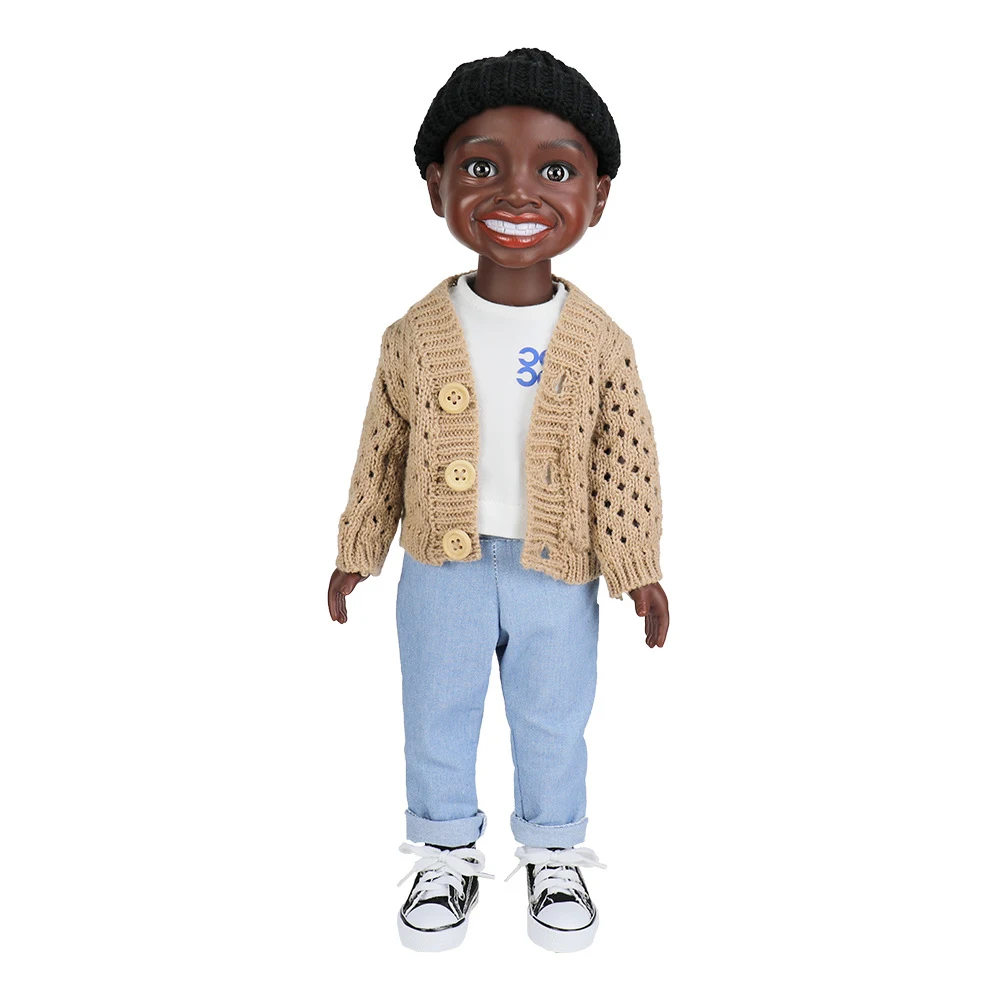 Boneca de simulação africana de 18 polegadas para crianças, brinquedo de vinil articulado, perfeito para brincar e desenvolver a criatividade. — foto 2