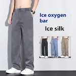 Men's Casual Straight-leg Summer Loose Thin Ice Silk All-matching Pants. Comfortable and breathable for hot weather. Per — photo 5