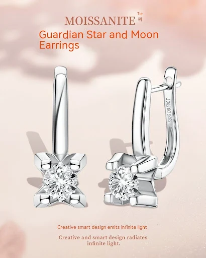 Title 5, Moissanite Earrings S925 Sterling Silver for wo...
