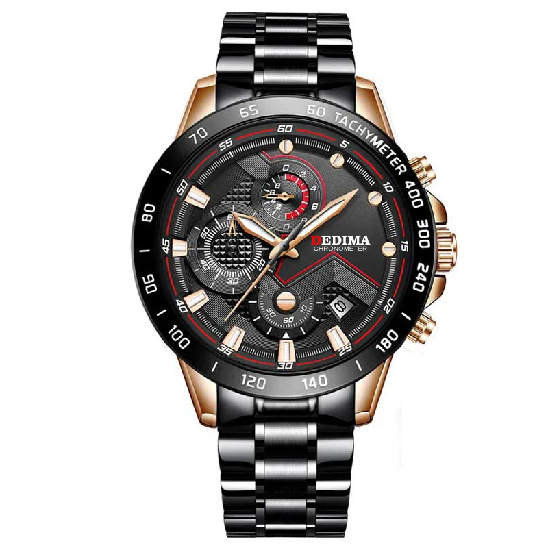 Relógio esportivo multifuncional à prova d'água com pulseira de aço luminosa. Ideal para esportes e atividades ao ar livre, resistente e moderno. — foto 2