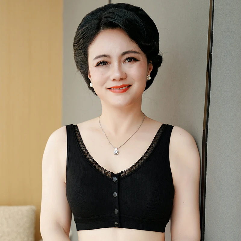 Elderly Women's Cotton Front Buckle Bra, Large Size, Thread Baby Cotton, comfortable support for everyday wear. — photo 1