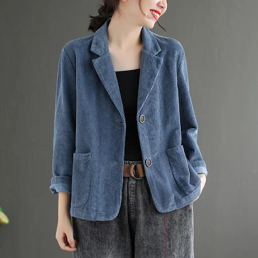 Title 5, Loose Long Sleeve Pocket Retro Casual Top