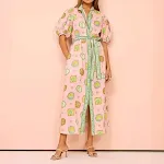 Fashion Lantern Sleeve Cardigan Floral Print Casual Dress — photo 7