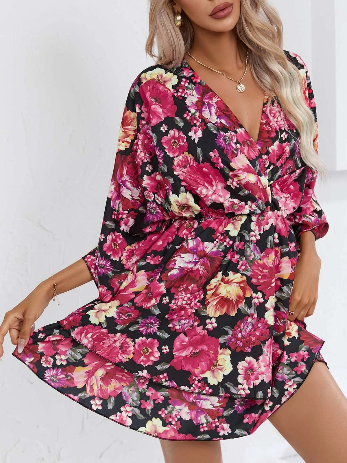 Title 10, Printed V-neck Womens Clothing Dress