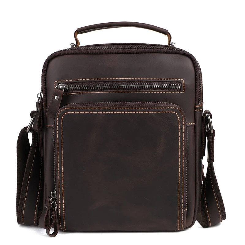 Title 4, Casual retro heren leren tas met grote capacite...